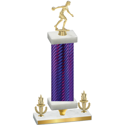 Premium Single Purple Carbon Fiber Victory Bowling Trophy