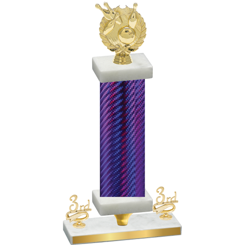 Premium Single Purple Carbon Fiber Third Place Bowling Trophy