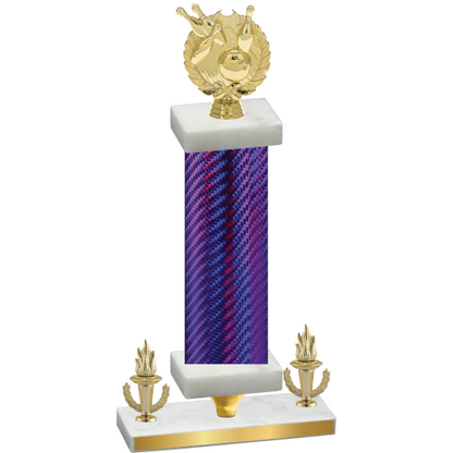 Premium Single Purple Carbon Fiber Victory Bowling Trophy