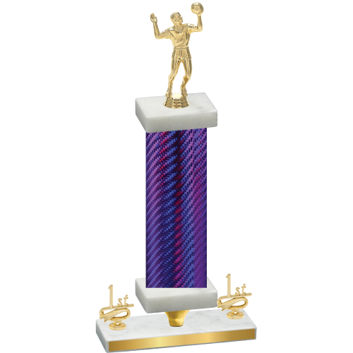 Premium Single Purple Carbon Fiber First Place Volleyball Trophy