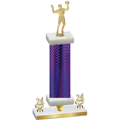 Premium Single Purple Carbon Fiber Year Volleyball Trophy