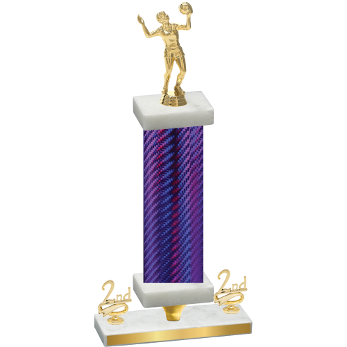 Premium Single Purple Carbon Fiber Second Place Volleyball Trophy