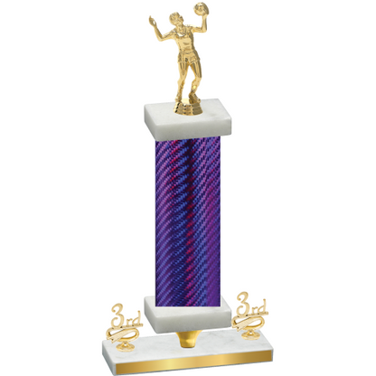 Premium Single Purple Carbon Fiber Third Place Volleyball Trophy