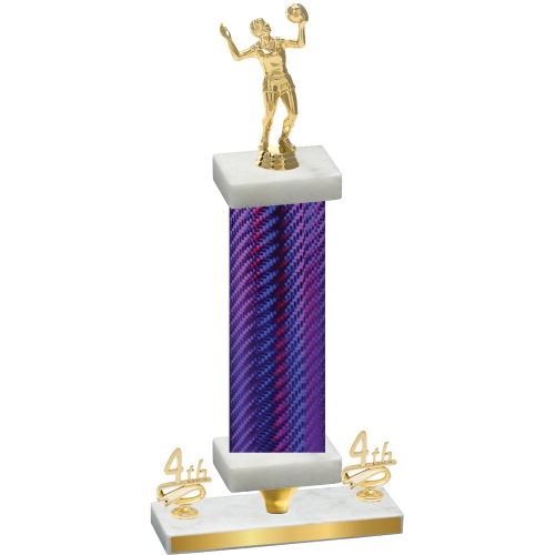 Premium Single Purple Carbon Fiber Fourth Place Volleyball Trophy