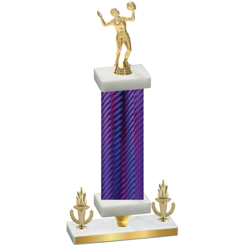 Premium Single Purple Carbon Fiber Victory Volleyball Trophy