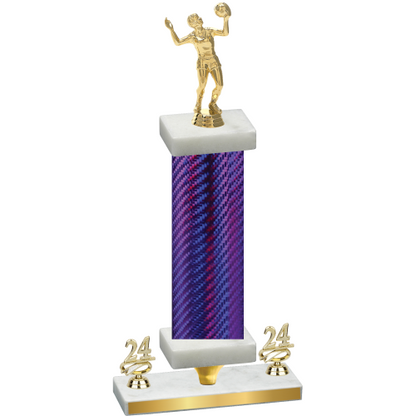 Premium Single Purple Carbon Fiber Year Volleyball Trophy