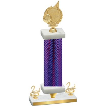 Premium Single Purple Carbon Fiber Second Place Volleyball Trophy