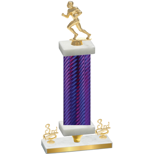 Premium Single Purple Carbon Fiber Third Place Football Trophy