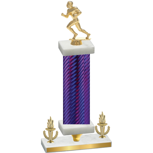 Premium Single Purple Carbon Fiber Victory Football Trophy