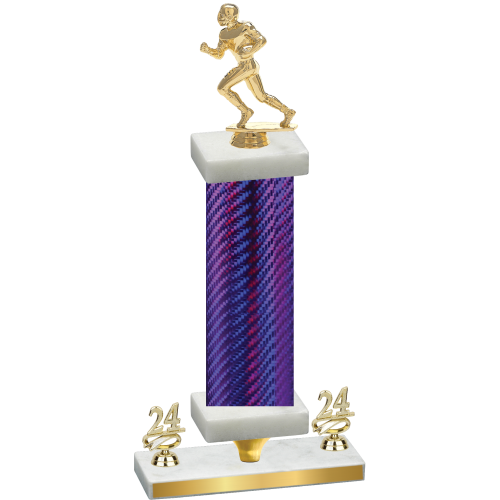 Premium Single Purple Carbon Fiber Year Football Trophy