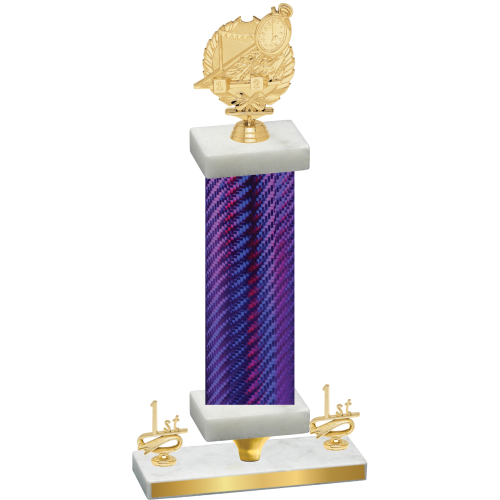 Premium Single Purple Carbon Fiber First Place Swimming Trophy