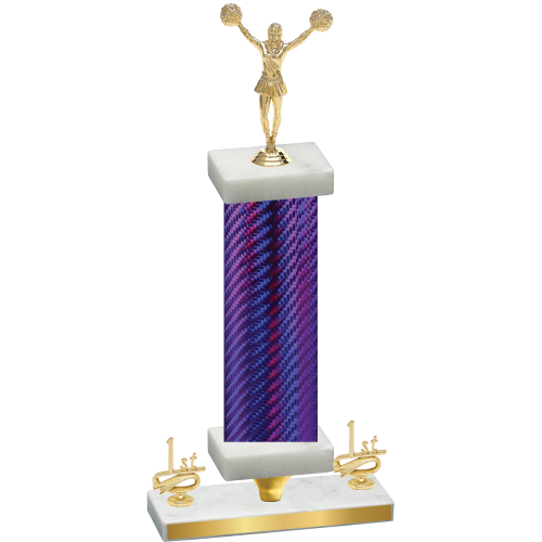 Premium Single Purple Carbon Fiber First Place Cheerleading Trophy