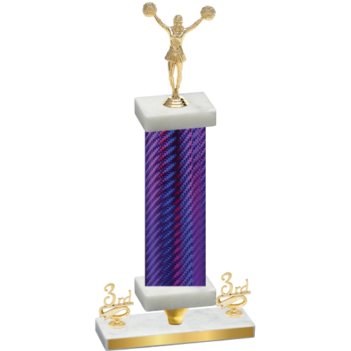 Premium Single Purple Carbon Fiber Third Place Cheerleading Trophy