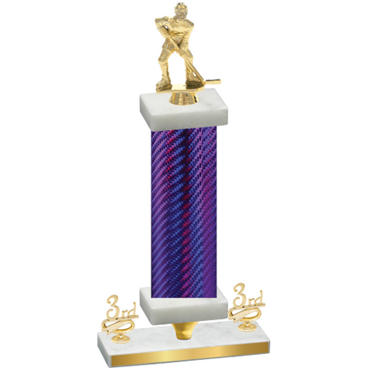 Premium Single Purple Carbon Fiber Third Place Hockey Trophy