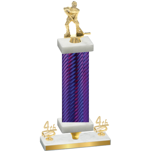 Premium Single Purple Carbon Fiber Fourth Place Hockey Trophy