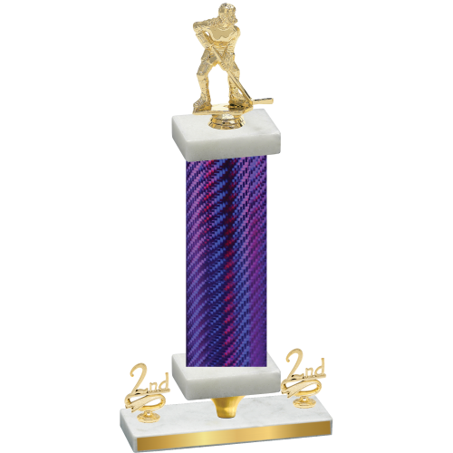 Premium Single Purple Carbon Fiber Second Place Hockey Trophy