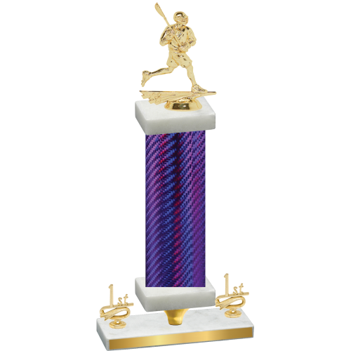 Premium Single Purple Carbon Fiber First Place Lacrosse Trophy