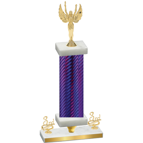 Premium Single Purple Carbon Fiber Third Place Victory Trophy