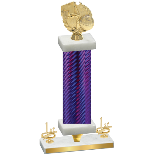 Premium Single Purple Carbon Fiber First Place Basketball Trophy