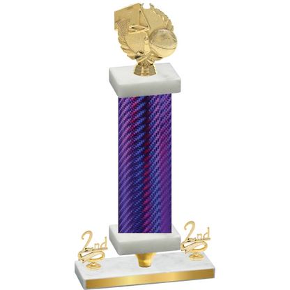 Premium Single Purple Carbon Fiber Second Place Basketball Trophy