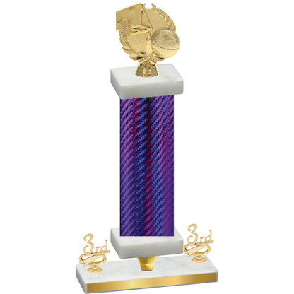 Premium Single Purple Carbon Fiber Third Place Basketball Trophy