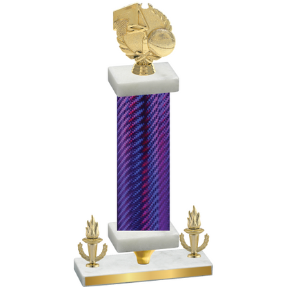 Premium Single Purple Carbon Fiber Victory Basketball Trophy