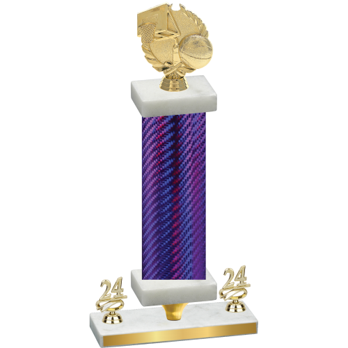 Premium Single Purple Carbon Fiber Year Basketball Trophy