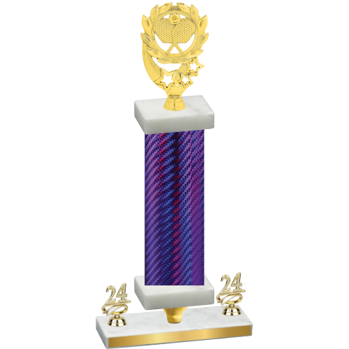 Premium Single Purple Carbon Fiber Year Pickleball Trophy