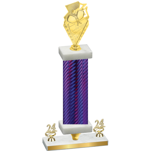 Premium Single Purple Carbon Fiber Year Pickleball Trophy