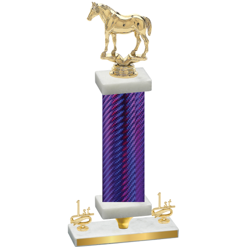 Premium Single Purple Carbon Fiber First Place Horses Trophy