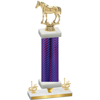 Premium Single Purple Carbon Fiber First Place Horses Trophy