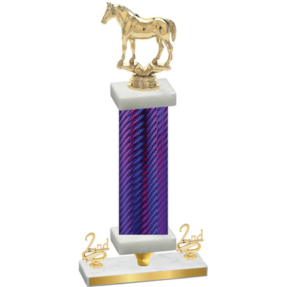 Premium Single Purple Carbon Fiber Second Place Horses Trophy