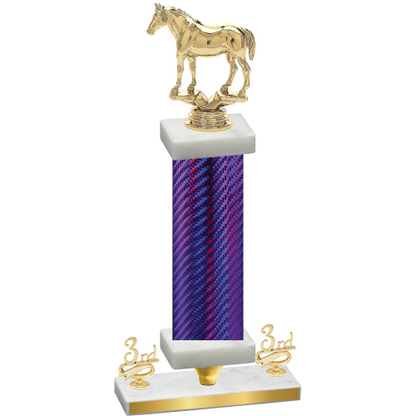 Premium Single Purple Carbon Fiber Third Place Horses Trophy