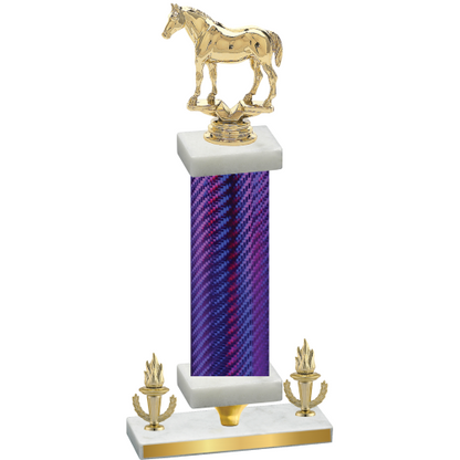 Premium Single Purple Carbon Fiber Victory Horses Trophy