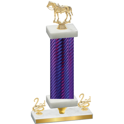 Premium Single Purple Carbon Fiber Second Place Horses Trophy