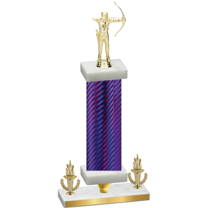 Premium Single Purple Carbon Fiber Victory Archery Trophy