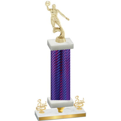 Premium Single Purple Carbon Fiber Third Place Basketball Trophy