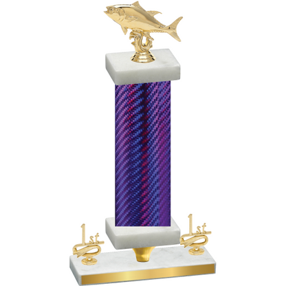 Premium Single Purple Carbon Fiber First Place Fishing Trophy