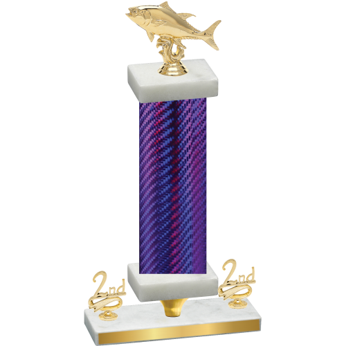 Premium Single Purple Carbon Fiber Second Place Fishing Trophy