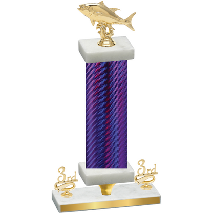 Premium Single Purple Carbon Fiber Third Place Fishing Trophy