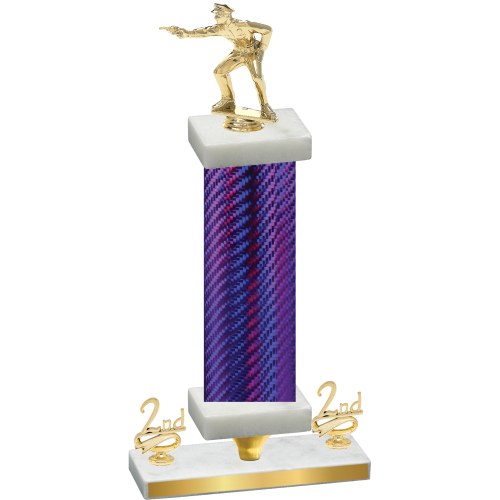 Premium Single Purple Carbon Fiber Second Place Shooter Trophy