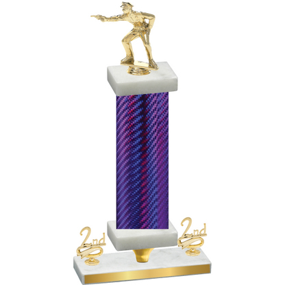 Premium Single Purple Carbon Fiber Second Place Shooter Trophy