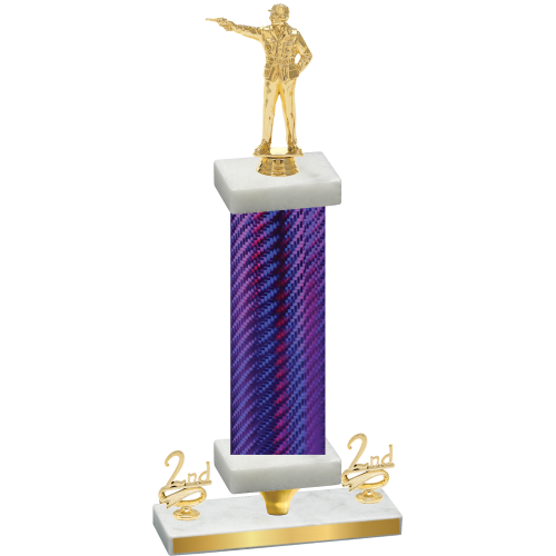 Premium Single Purple Carbon Fiber Second Place Shooter Trophy