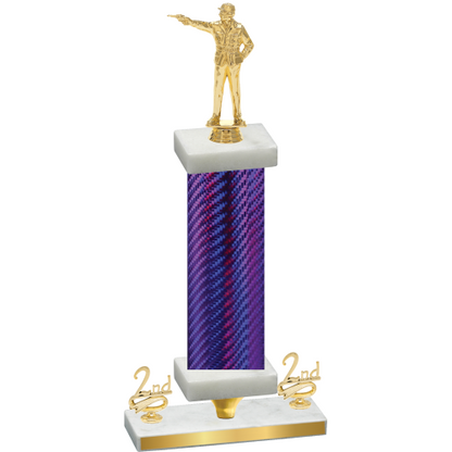 Premium Single Purple Carbon Fiber Second Place Shooter Trophy