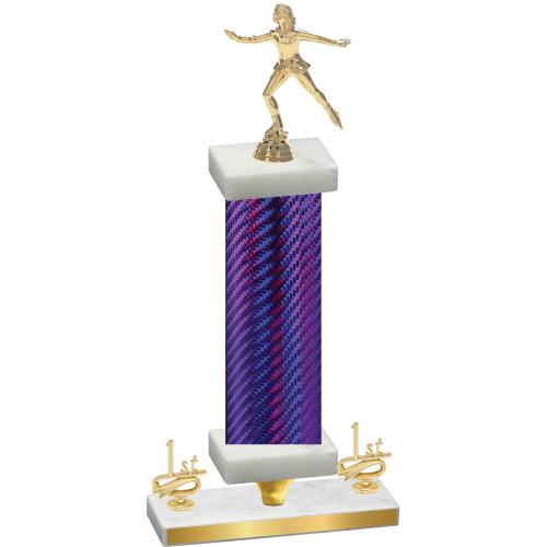 Premium Single Purple Carbon Fiber First Place Skater Trophy