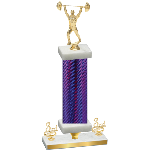 Premium Single Purple Carbon Fiber Third Place Weights Trophy