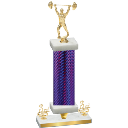 Premium Single Purple Carbon Fiber Third Place Weights Trophy