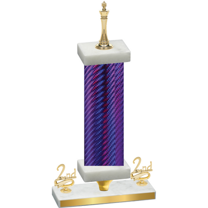 Premium Single Purple Carbon Fiber Second Place Chess Trophy