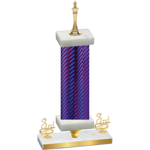 Premium Single Purple Carbon Fiber Third Place Chess Trophy