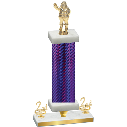 Premium Single Purple Carbon Fiber Second Place Holiday Trophy